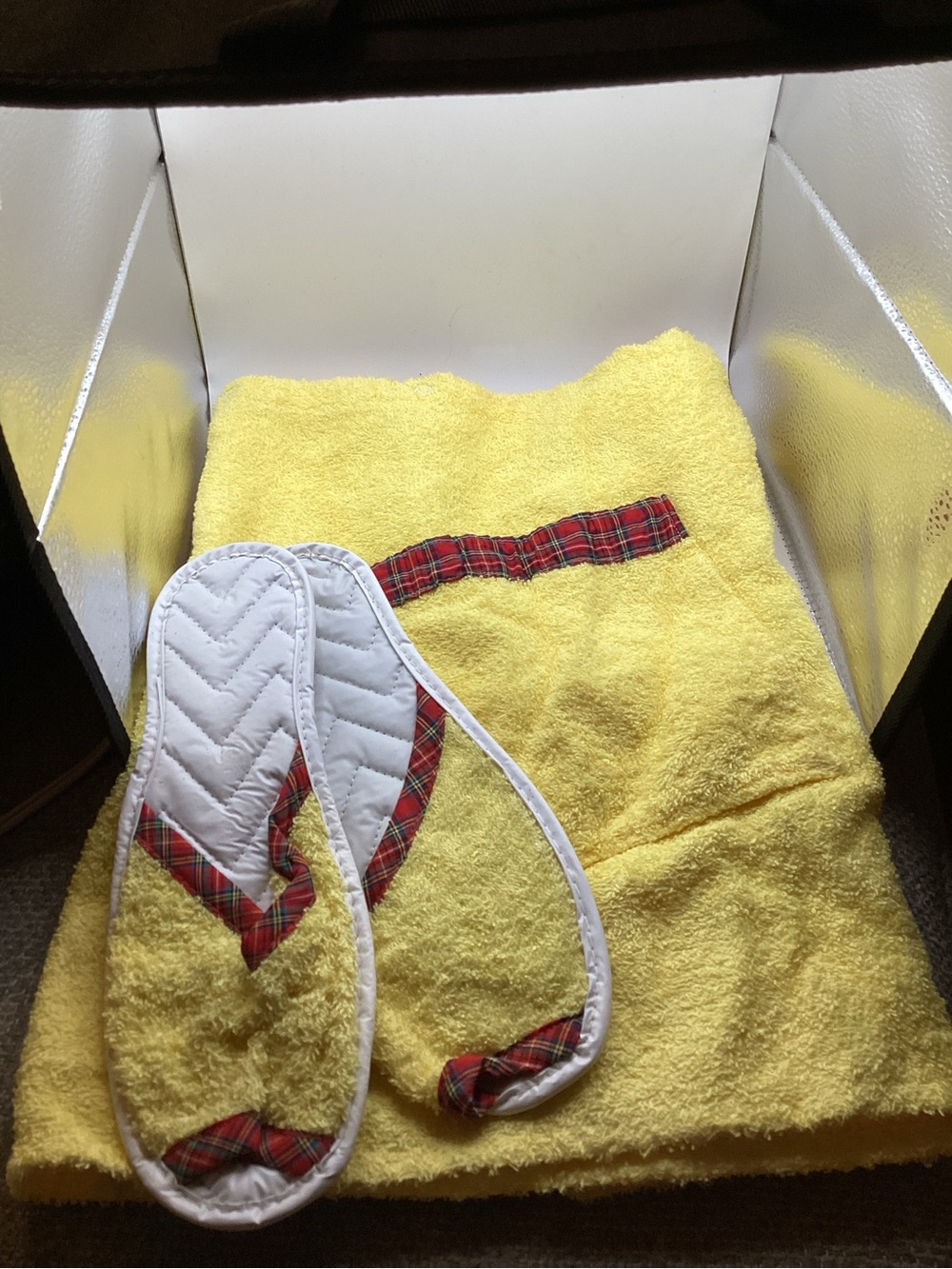 Vintage Jockey Terrycloth Bath Kilt Yellow Wrap Towel & Slippers NWOT